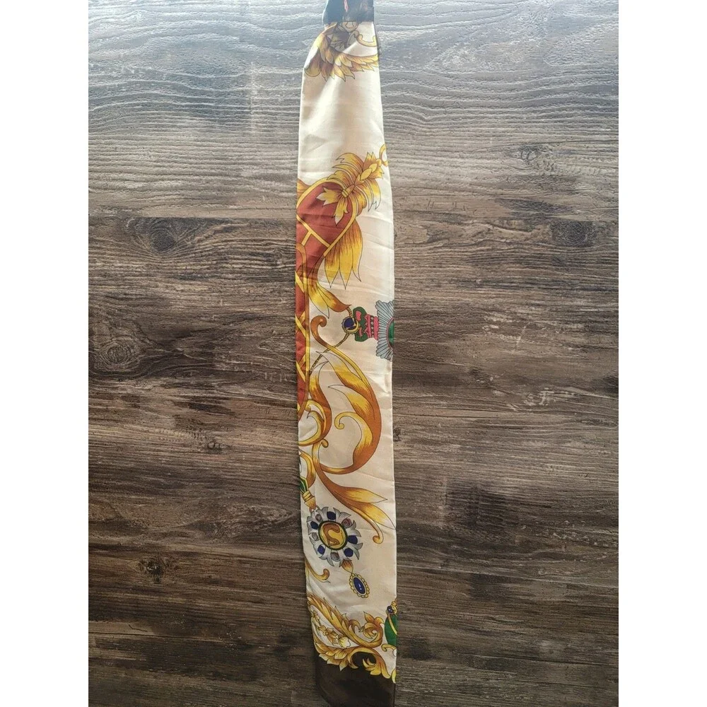 Vintage Large baroque scroll pattern Design Silk Scarf NIP